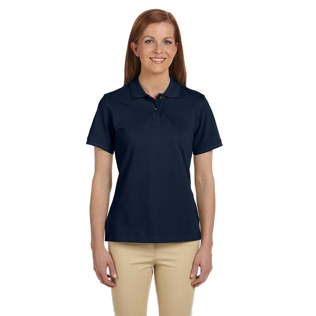 Harriton Women's Navy 6 oz. Ringspun Cotton Pique Short-Sleeve Polo