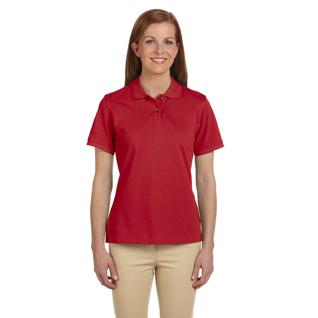 Harriton Women's Red 6 oz. Ringspun Cotton Pique Short-Sleeve Polo