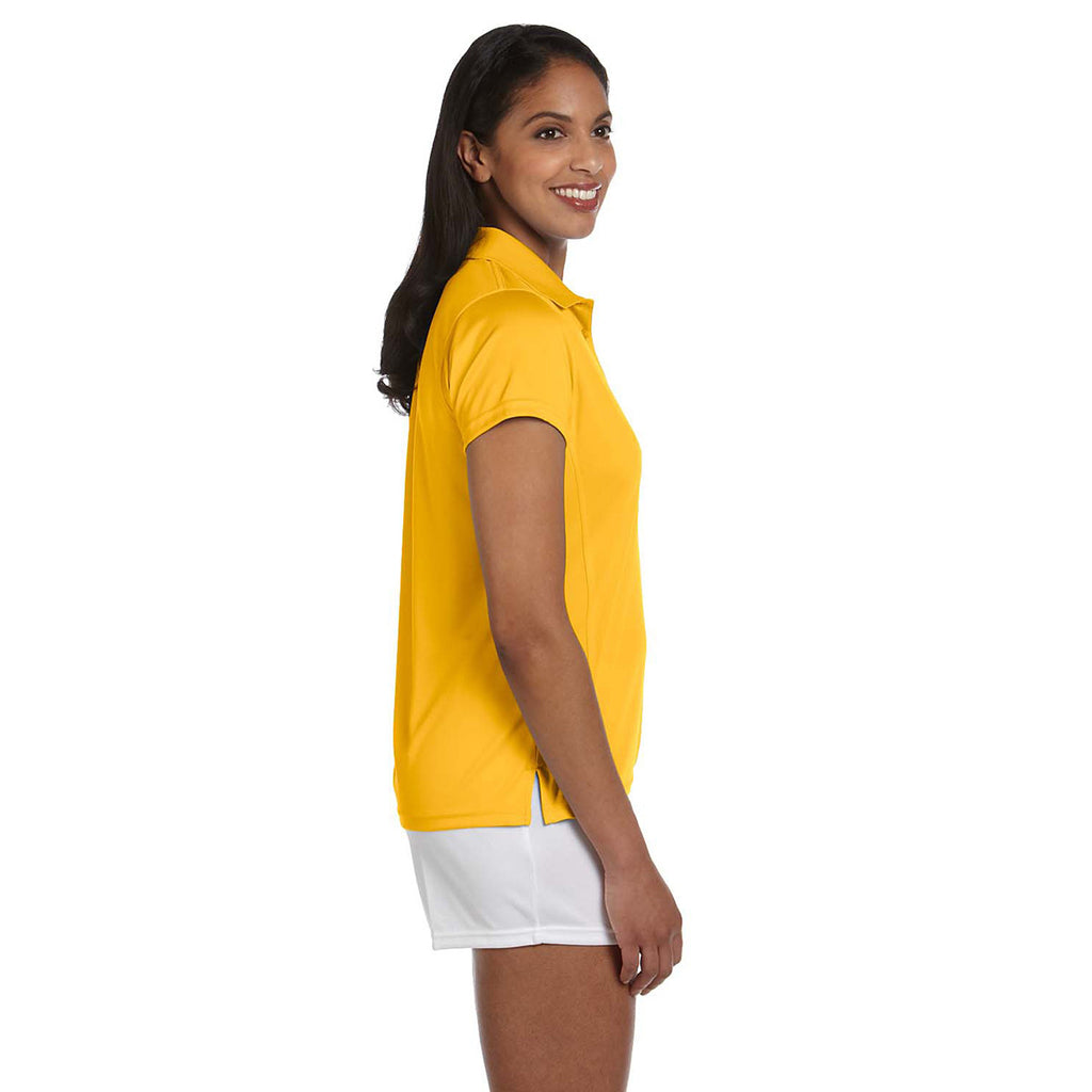 Harriton Women's Gold 4 oz. Polytech Polo