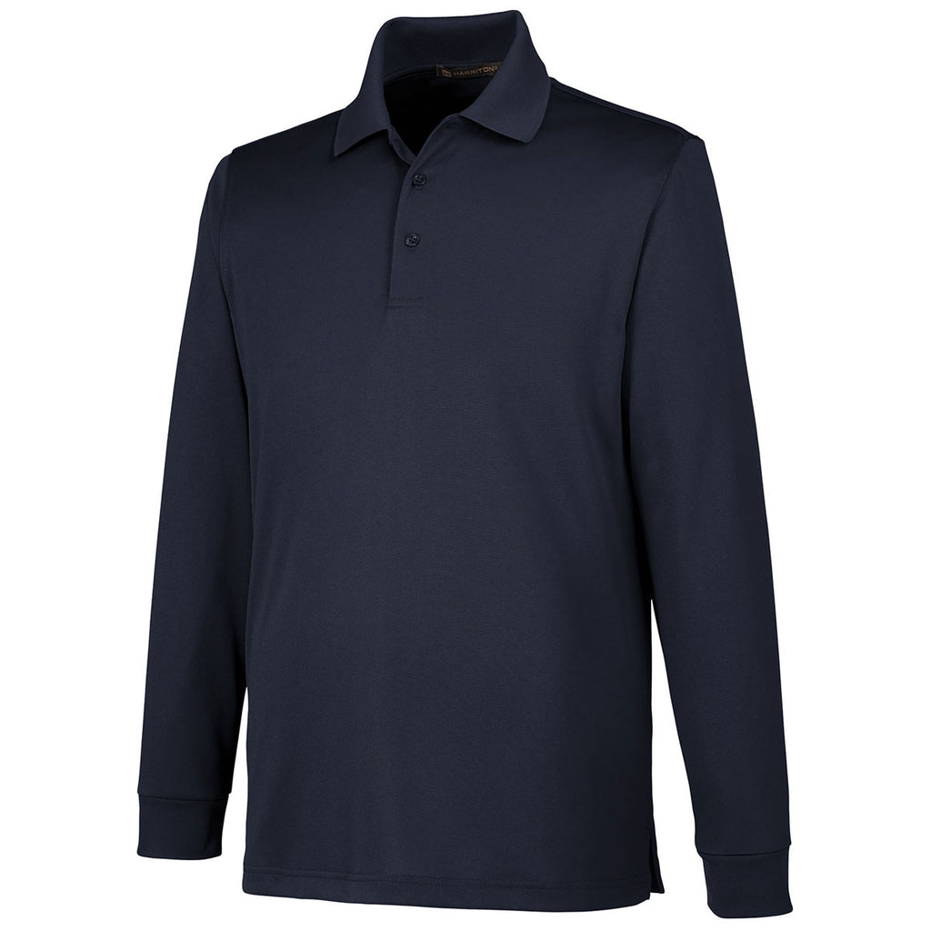 Harriton Men's Dark Navy Advantage Snag Protection Plus Long Sleeve Polo