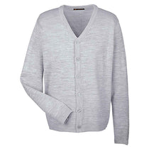 Harriton Men's Grey Heather Pilbloc V-Neck Button Cardigan Sweater