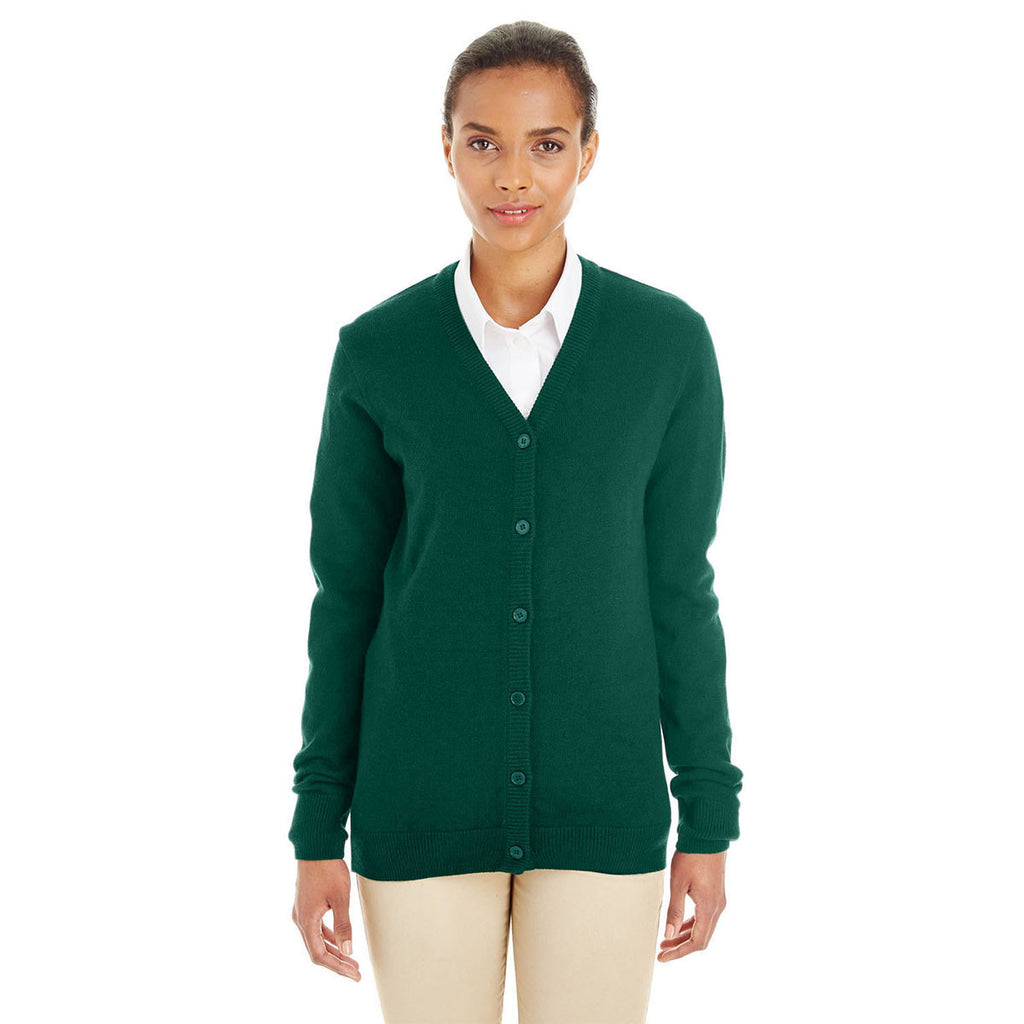 Harriton Women's Hunter Pilbloc V-Neck Button Cardigan Sweater