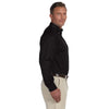 Harriton Men's Black Easy Blend Long-Sleeve Twill Shirt with Stain-Release