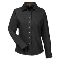 Harriton Women's Washed Black 6.5 oz. Long-Sleeve Denim Shirt