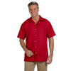 Harriton Men's Parrot Red Barbados Textured Camp Shirt