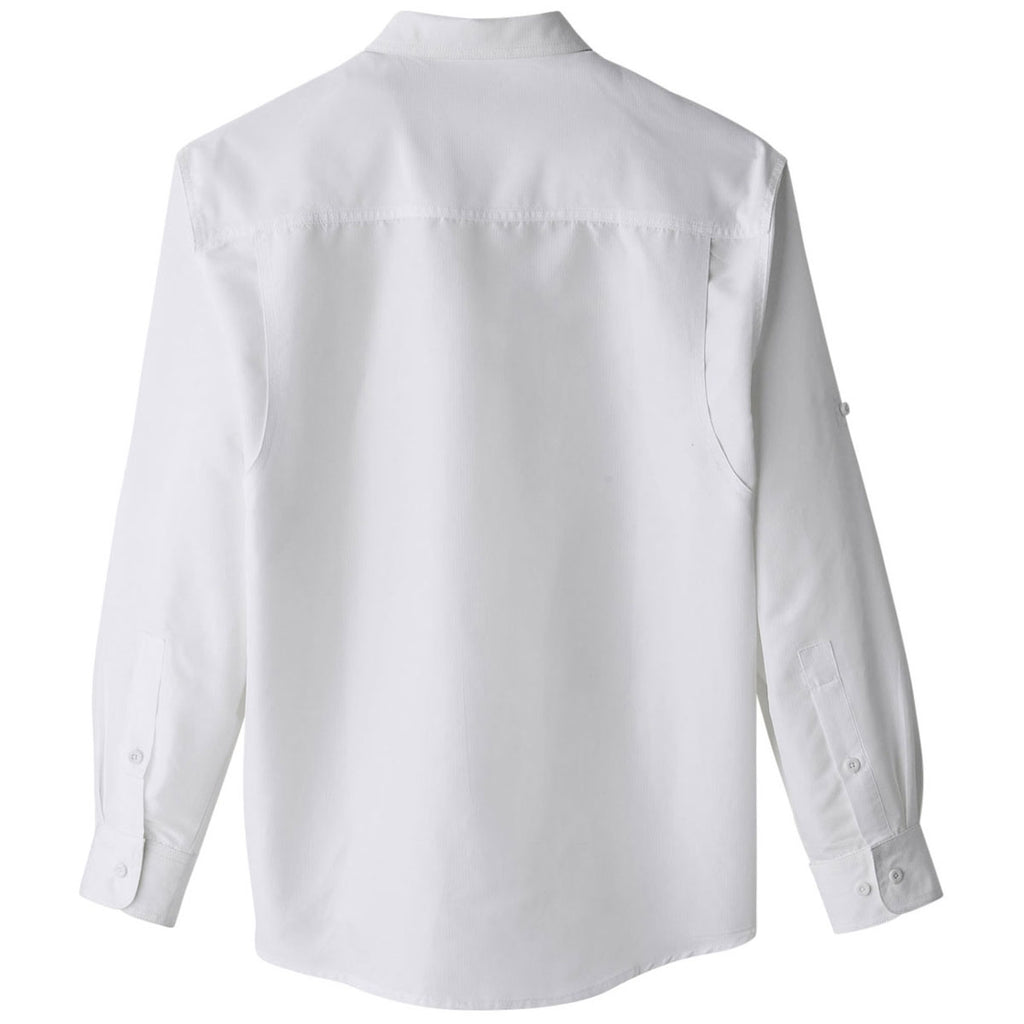 Harriton Men's White Key West Long-Sleeve Performance Staff Shirt