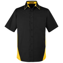 Harriton Men's Black/Sunray Yellow Tall Flash Colorblock Short Sleeve Shirt