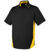 Harriton Men's Black/ Sunray Yellow Tall Flash Colorblock Short Sleeve Shirt