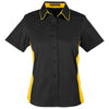 Harriton Women's Black/ Sunray Yellow Flash Colorblock Short Sleeve Shirt