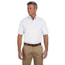Harriton Men's White Short-Sleeve Oxford with Stain-Release