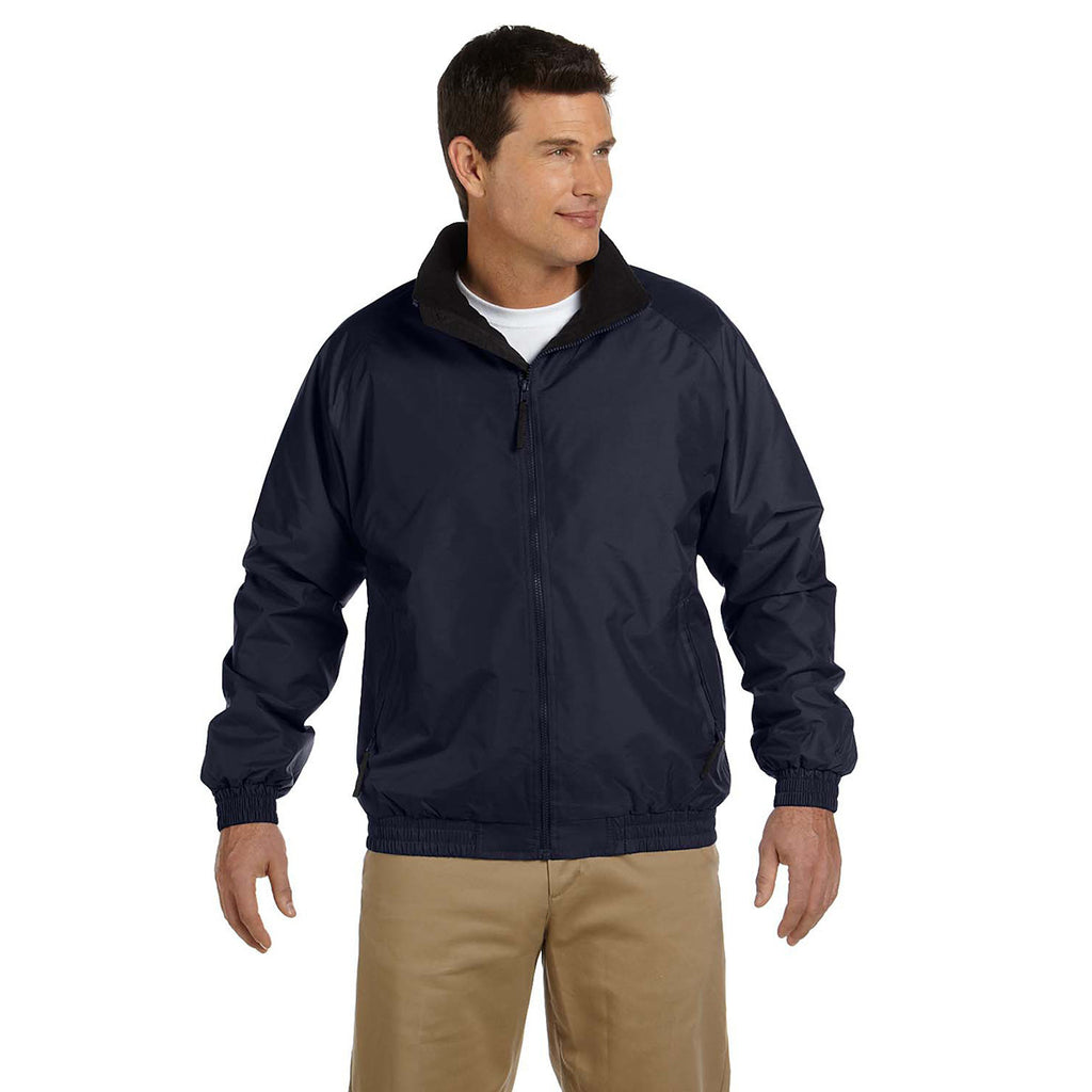 Harriton Men's Navy/Black Fleece-Lined Nylon Jacket