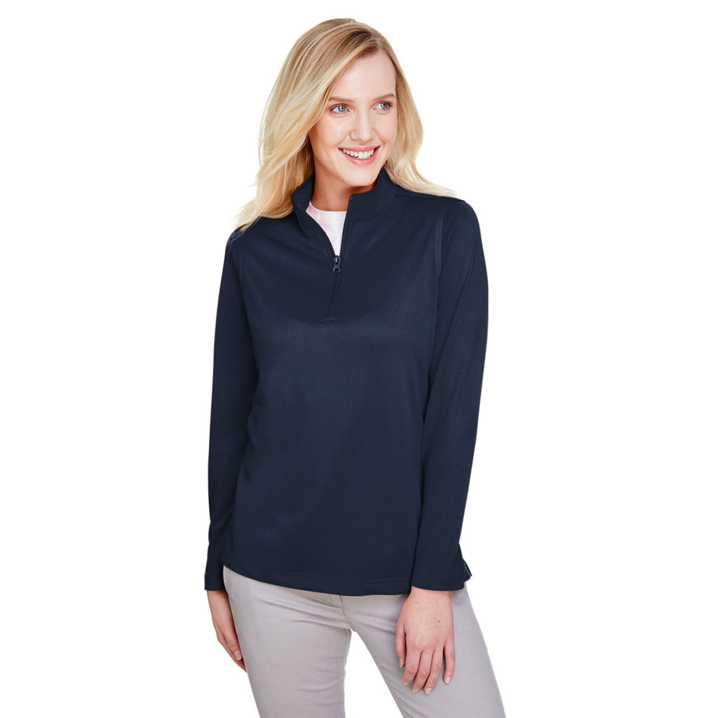 Harriton Women's Dark Navy Advantage Snag Protection Plus Quarter-Zip