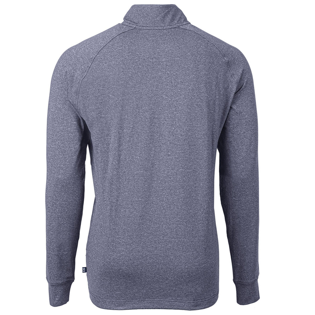 Cutter & Buck Men's Navy Blue Heather Adapt Eco Knit Heather Quarter Zip