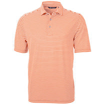 Cutter & Buck Men's College Orange Virtue Eco Pique Stripped Recycled Polo