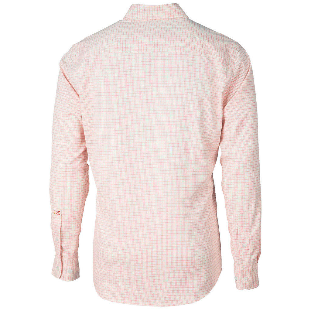 Cutter & Buck Men's College Orange Versatech Tattersall Stretch Long Sleeve