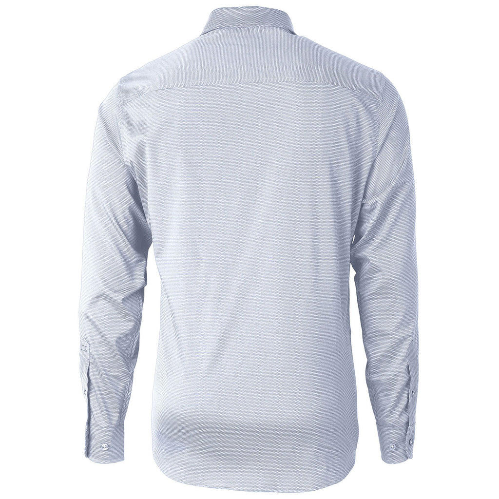 Cutter & Buck Men's White/French Blue Versatech Geo Dobby Stretch Long Sleeve