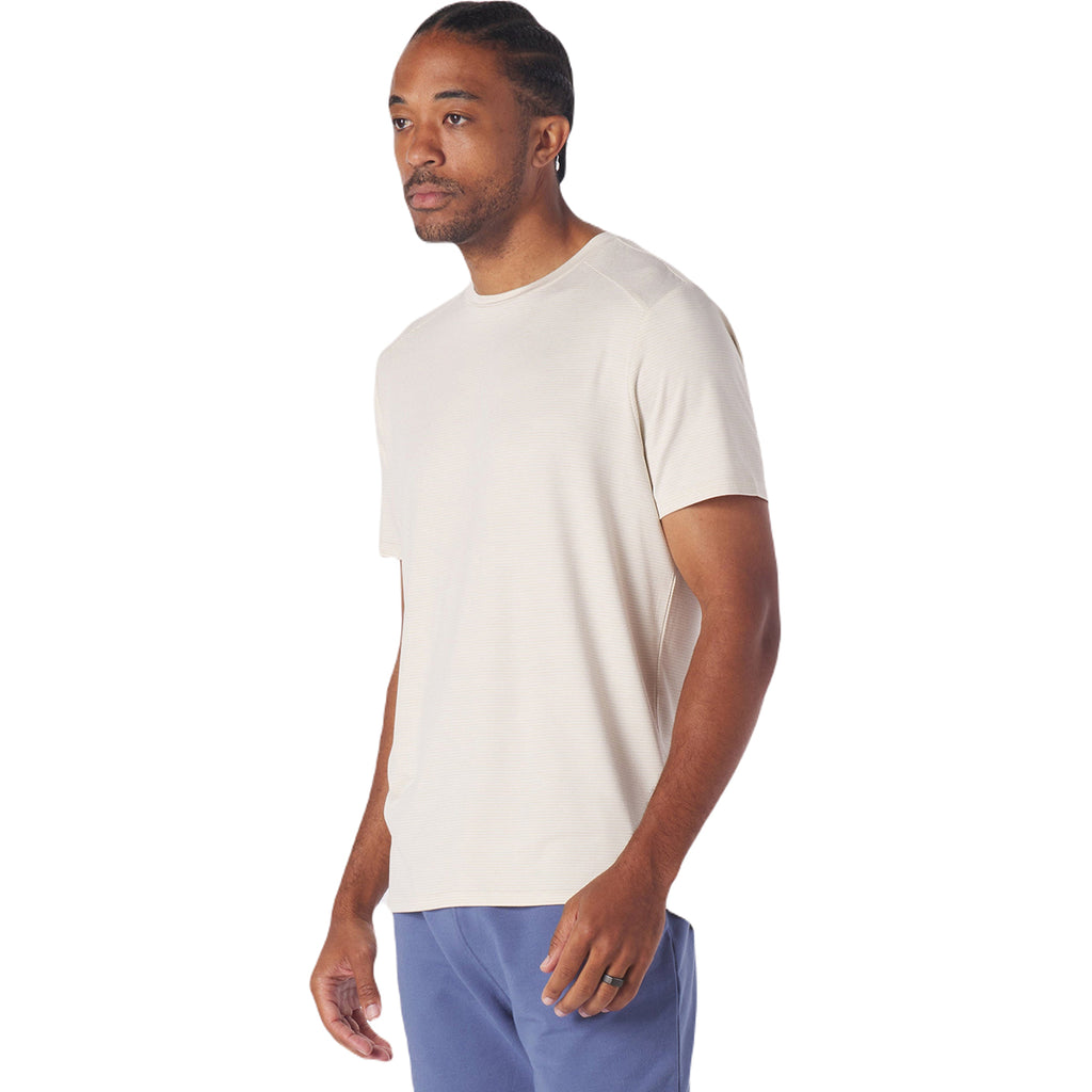 Glyder Men's Oatmilk/White Stripe Salton Short Sleeve