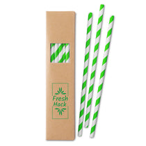Primeline Lime Green Paper Straw Set - 20/PC