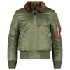 Alpha Industries Men's Sage/Brown Fur B-15 Slim Flight Jacket