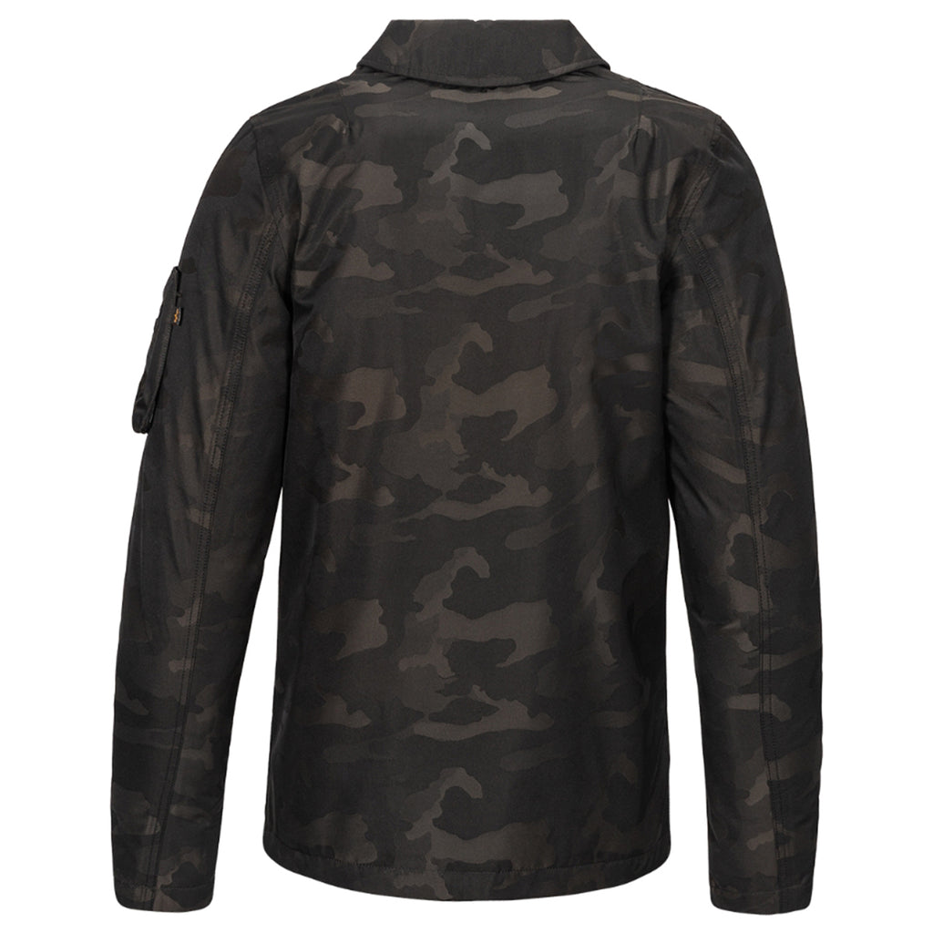 Alpha Industries Men's Black Camo B-15 Down Straight Hem Mod Jacquard Parka