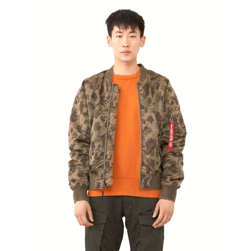 Alpha Industries Men's Brown Frogskin Camo L-2B Blood Chit Battlewash Flight Jacket