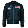 Alpha Industries Men's Navy MA-1 Flex Slim Flight Jacket