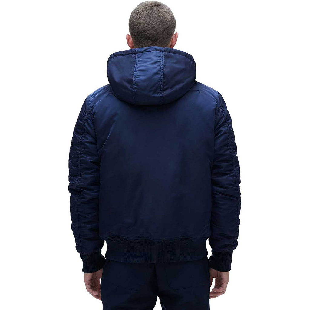 Alpha Industries Men's Replica Blue MA-1 Hooded Rib Flight Jacket