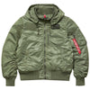 Alpha Industries Men's Sage MA-1 Hooded Rib Flight Jacket