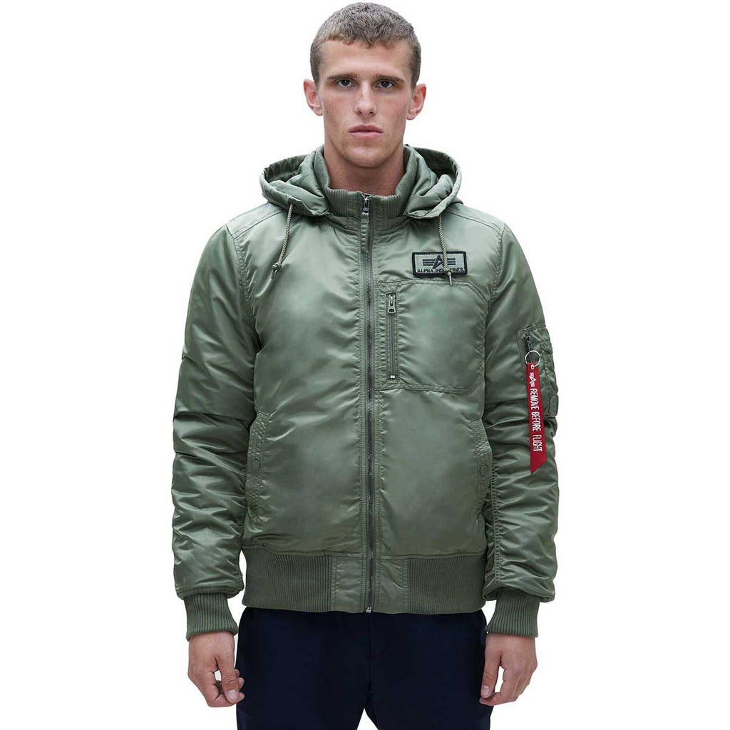 Alpha Industries Men's Sage MA-1 Hooded Rib Flight Jacket