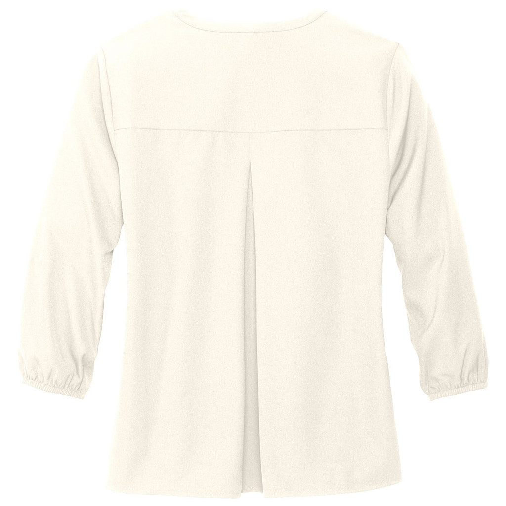 Mercer+Mettle Women's Ivory Chiffon Stretch Crepe 3/4 Sleeve Blouse