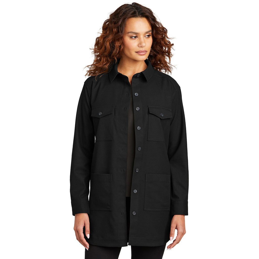 Mercer+Mettle Women's Deep Black Long Sleeve Twill Overshirt