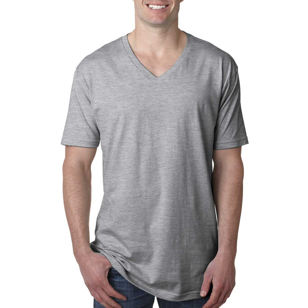 Next Level Men's Heather Grey Premium Fitted Short-Sleeve V-Neck Tee