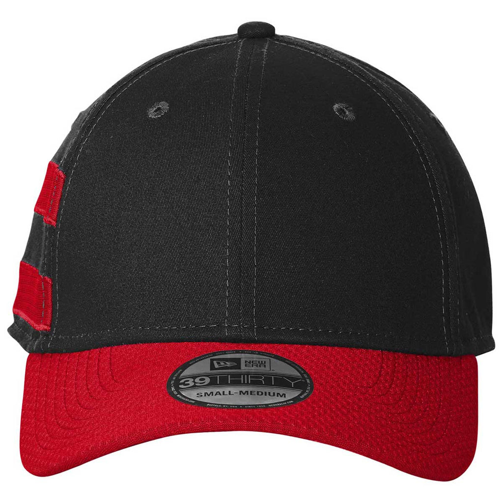 New Era Black/Scarlet Stretch Cotton Striped Cap