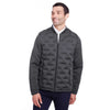 North End Men's Carbon/Black Heather/Black Pioneer Hybrid Bomber Jacket