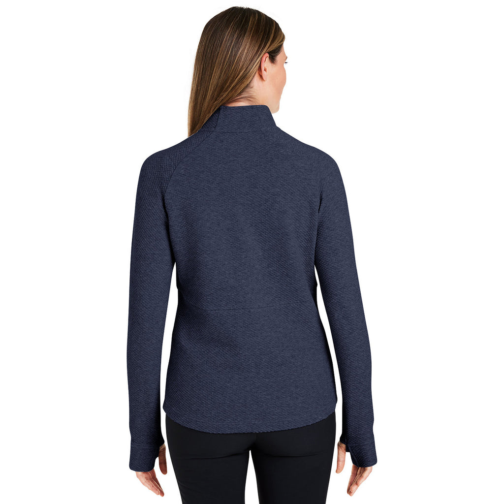 North End Women's Classic Navy Heather Spirit Textured Quarter Zip