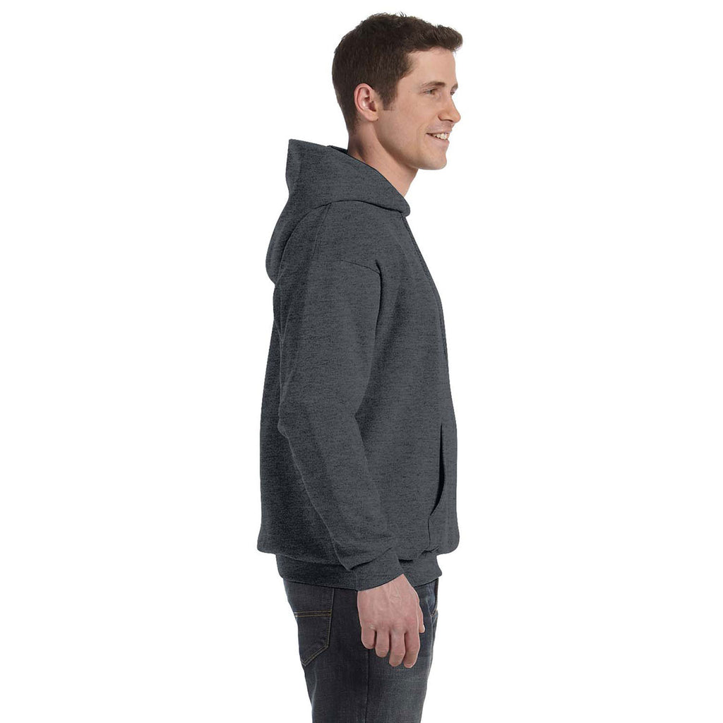 Hanes Men's Charcoal Heather 7.8 oz. EcoSmart 50/50 Pullover Hood