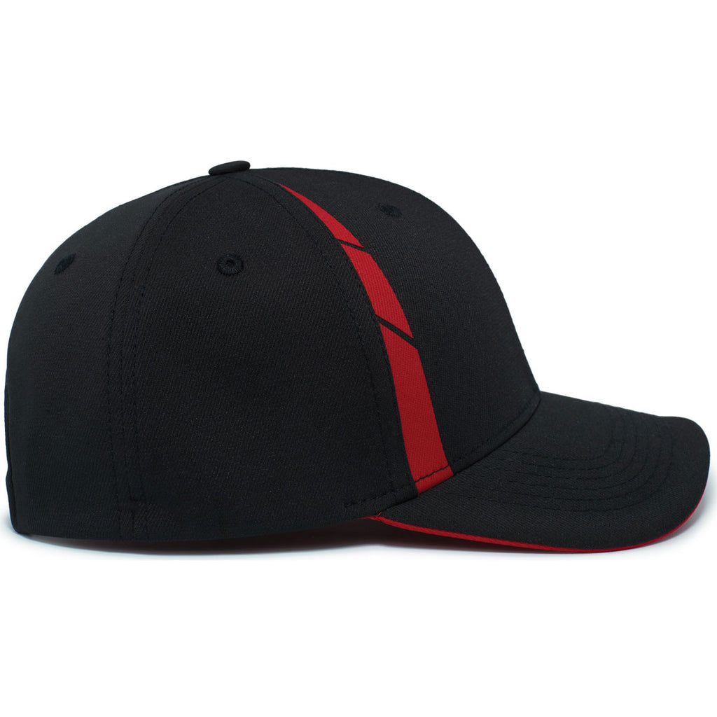 Pacific Headwear Black/Red Coolcore Sildline Snapback Cap