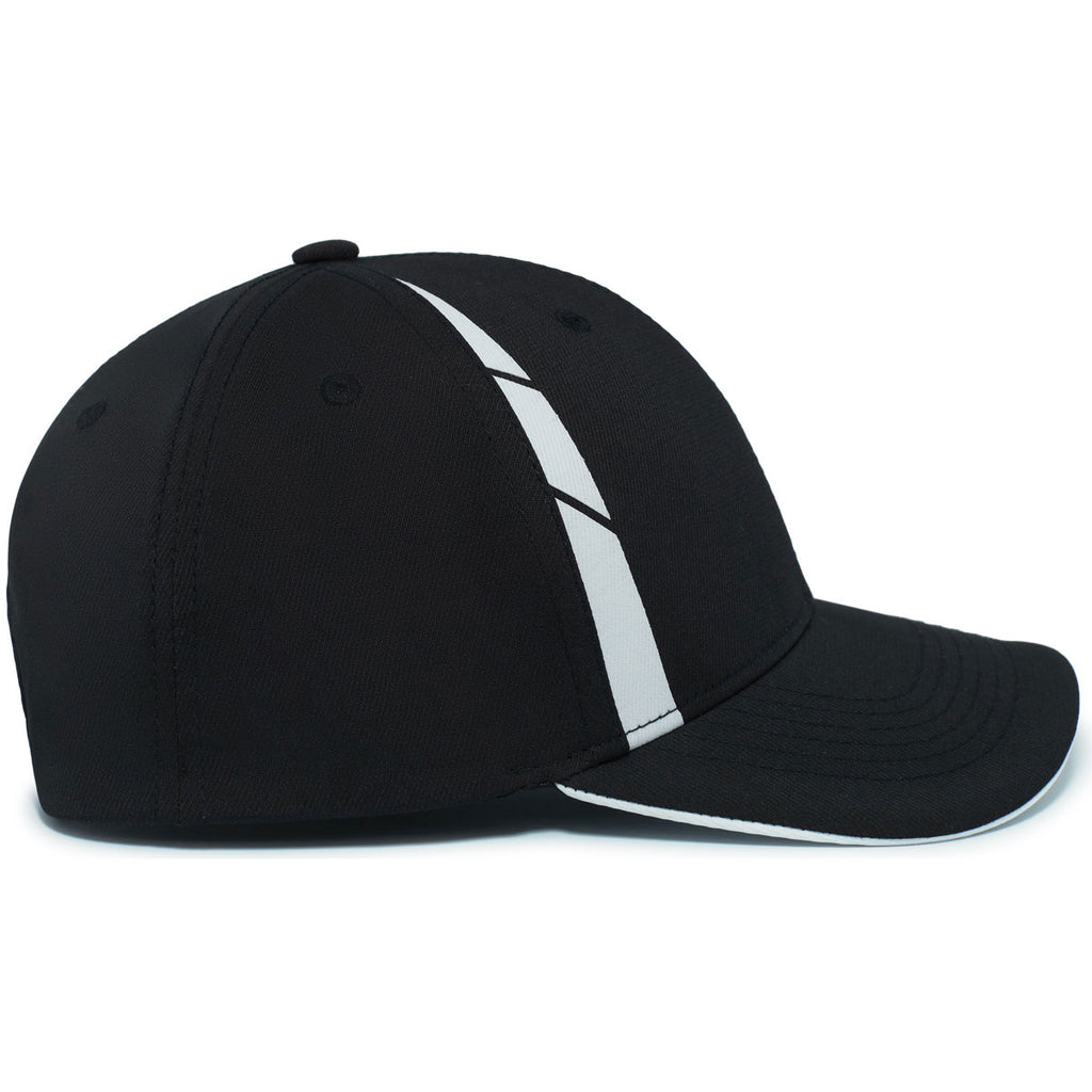 Pacific Headwear Black/White Coolcore Sildline Snapback Cap