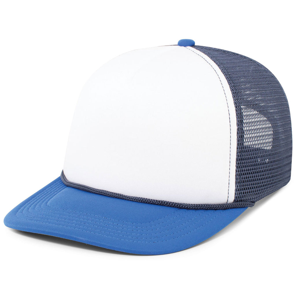 Pacific Headwear White/Navy/Royal Foamie Fresh Trucker Cap