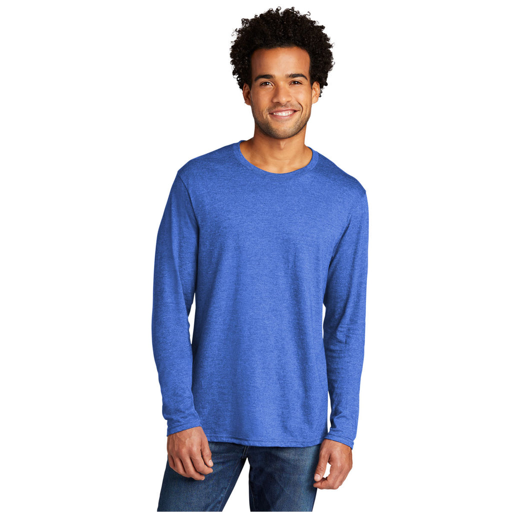 Port & Company Men's Heather Royal Tri-Blend Long Sleeve Tee