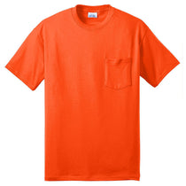 Port & Company Men's Safety Orange Core Blend Pocket Tee