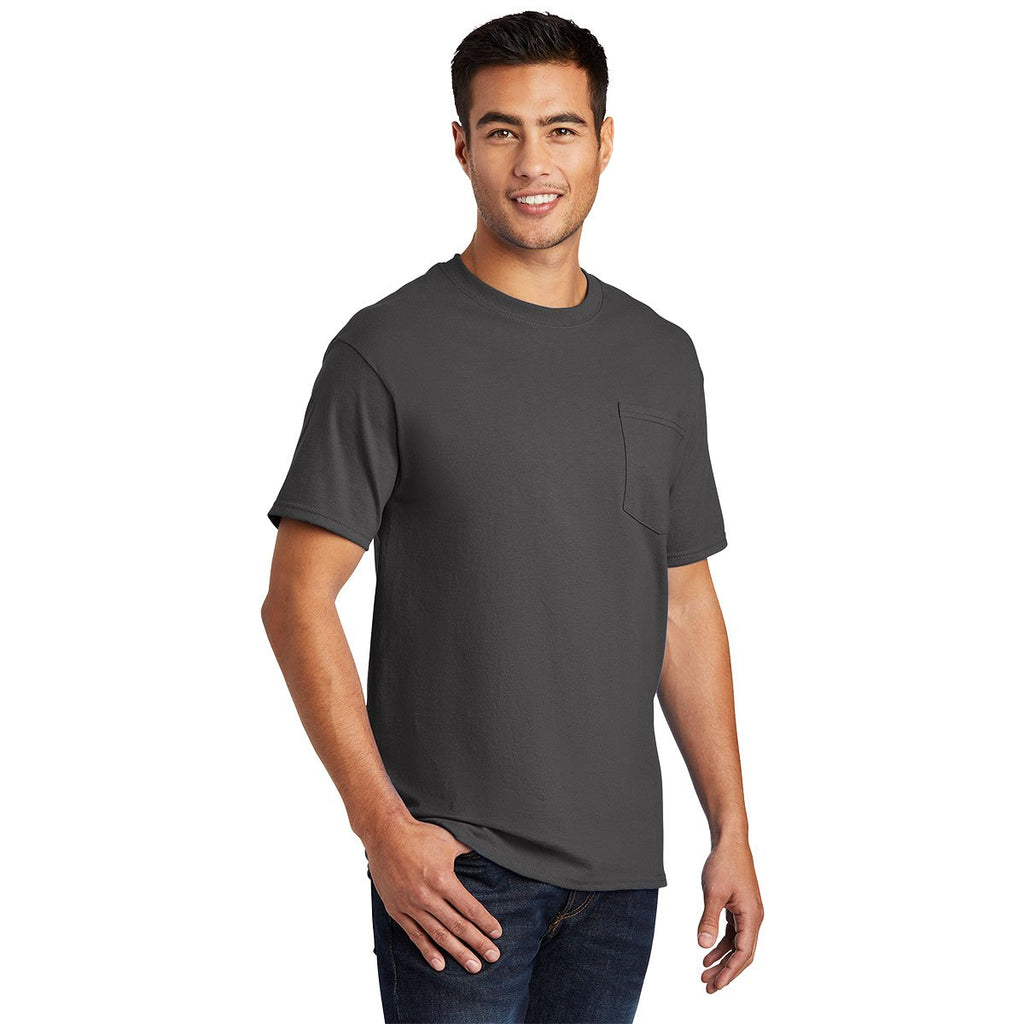 Port & Company Men's Charcoal Essential Pocket Tee