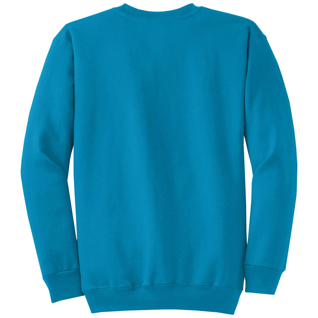 Port & Company Men's Neon Blue Core Fleece Crewneck Sweatshirt