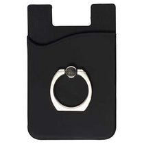 Primeline Black Silicone Card Holder with Metal Ring Phone Stand