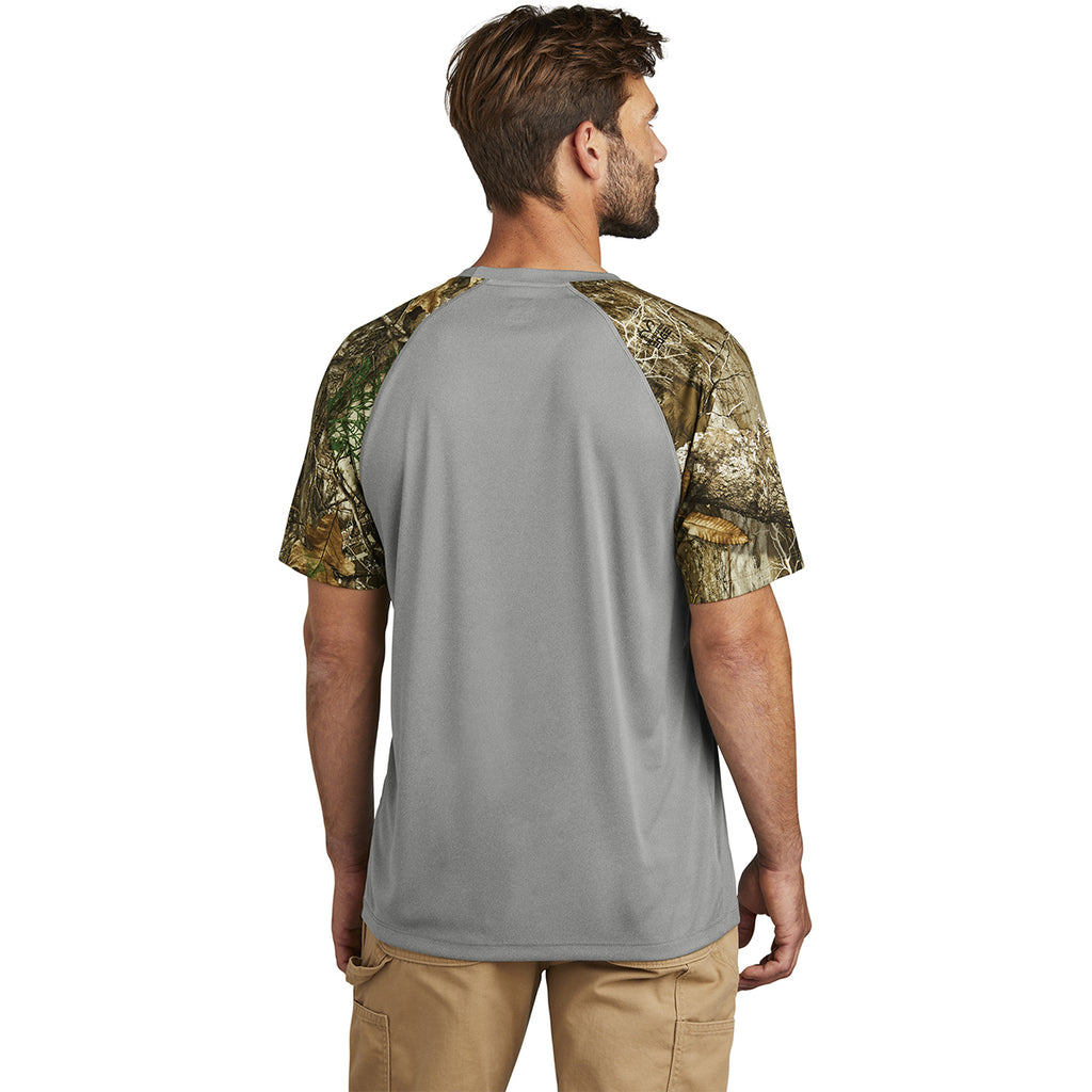 Russell Outdoors Men's Grey Concrete Heather/ Realtree Edge Realtree Colorblock Performance Tee