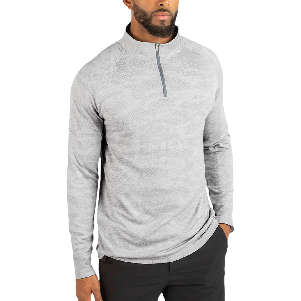 UNRL Men's Arctic White Camo Rival Quarter Zip