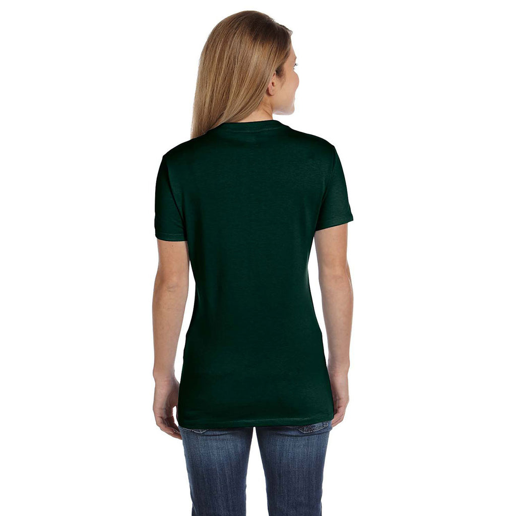 Hanes Women's Deep Forest 4.5 oz. 100% Ringspun Cotton nano-T V-Neck T-Shirt