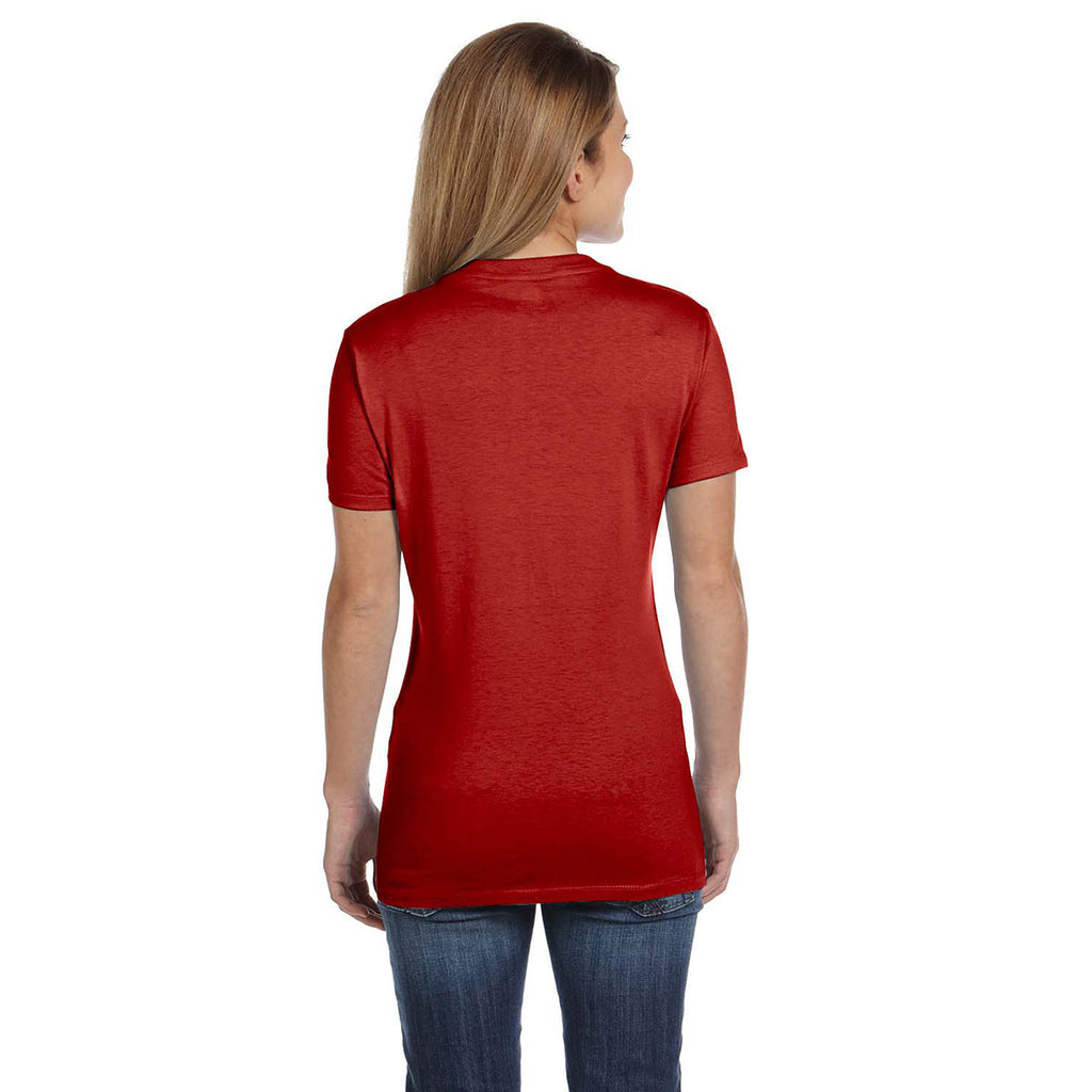 Hanes Women's Deep Red 4.5 oz. 100% Ringspun Cotton nano-T V-Neck T-Shirt