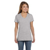 Hanes Women's Light Steel 4.5 oz. 100% Ringspun Cotton nano-T V-Neck T-Shirt