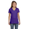 Hanes Women's Purple 4.5 oz. 100% Ringspun Cotton nano-T V-Neck T-Shirt